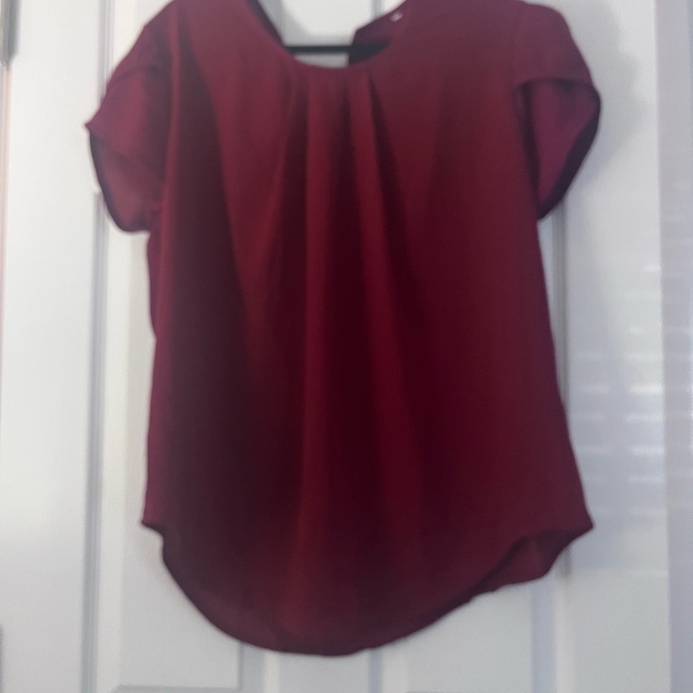 SHEIN Short Sleeved Burgundy Women's Top